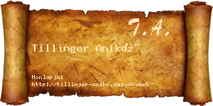 Tillinger Anikó névjegykártya